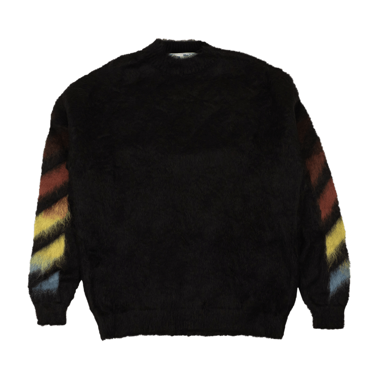 Off-White Diag Brushed Mohair Crewneck Sweater "Black/Rainbow"