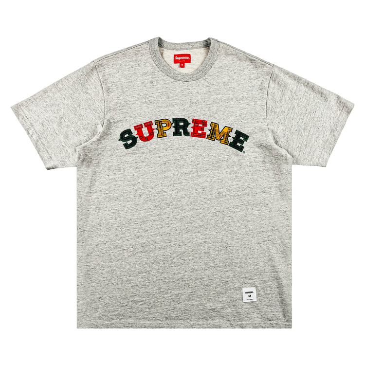 Supreme Plaid Appliqué Short-Sleeve Top "Heather Grey"
