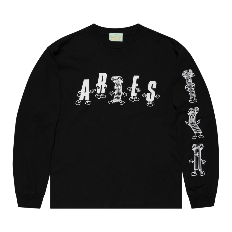 Aries Cartoon Columns Long-Sleeve Tee "Black"