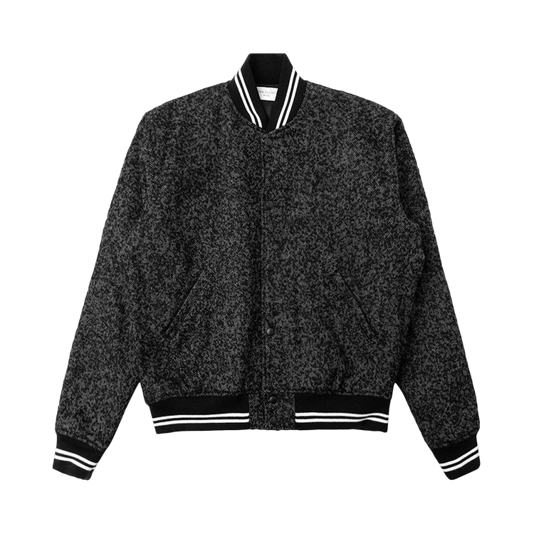 John Elliott Cropped Baseball Jacket "Charcoal Tweed"