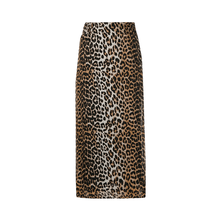 GANNI Printed Georgette Skirt "Leopard"