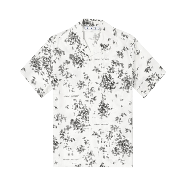 Off-White Allover Paperclip Print Holiday Shirt "White/Black"