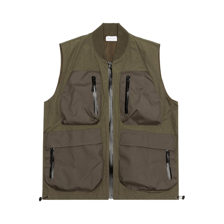 John Elliott High Shrunk Nylon Utility Vest "Olive"