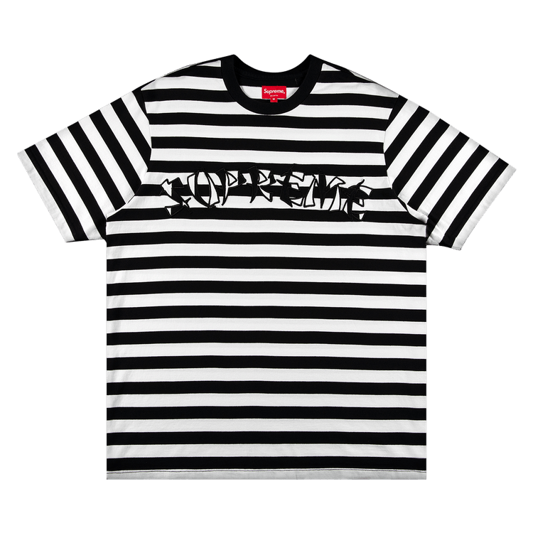 Supreme Stripe Appliqué Short-Sleeve Top "Black"