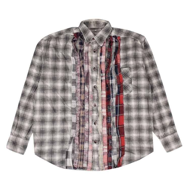 Needles Flannel Ribbon Button Down Shirt "Grey"