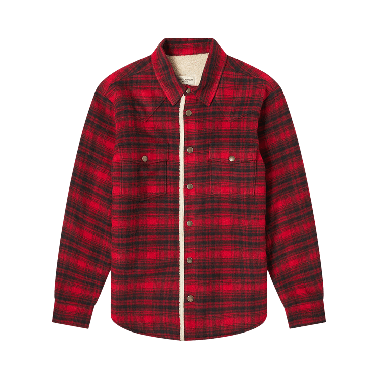 Saint Laurent Classic Shearling Western Shirt "Carreaux Red"