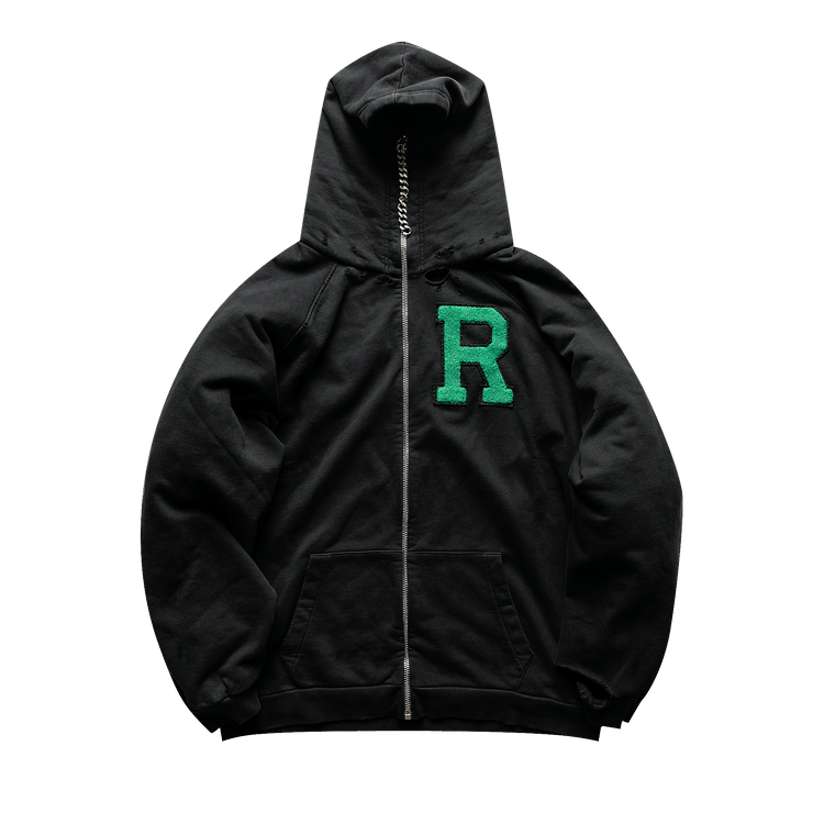 Raf Simons Oversized Zipped Hoodie With Badge "Black"