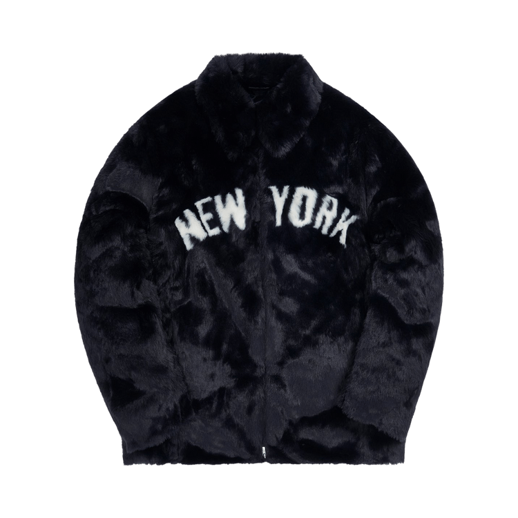 Kith For Major League Baseball New York Yankees Faux Fur Coaches Jacket "Navy"
