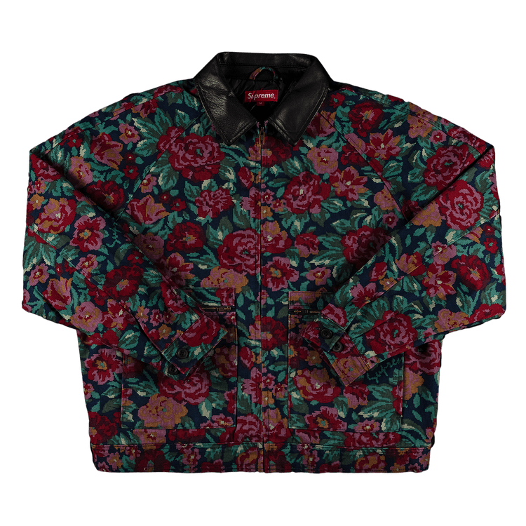 Supreme Leather Collar Work Jacket "Digi Floral"