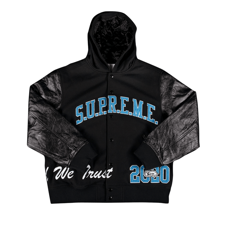 Supreme King Hooded Varsity Jacket "Black"
