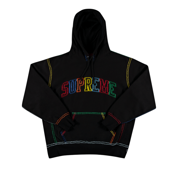 Supreme Big Stitch Hooded Sweatshirt "Black"