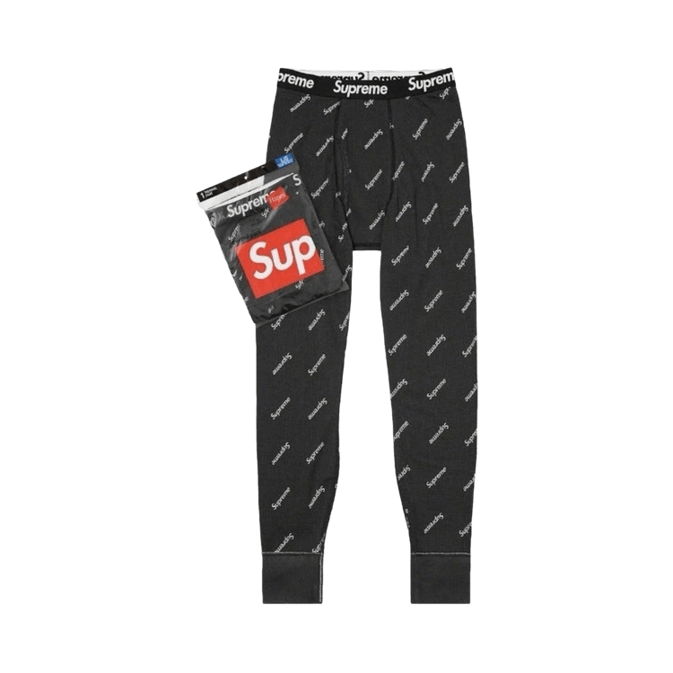 Supreme x Hanes Thermal Pant (1 Pack) "Black Logos"