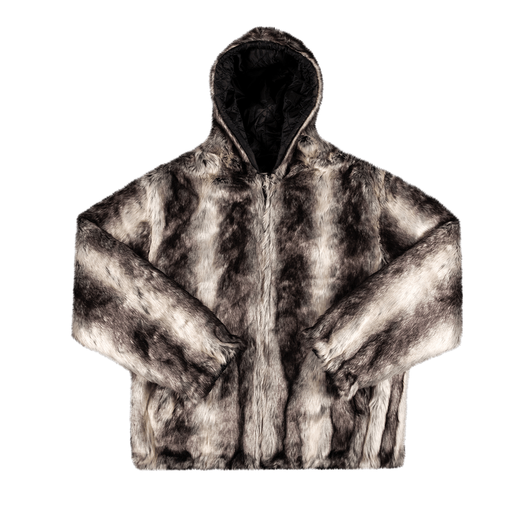 Supreme Faux Fur Reversible Hooded Jacket "Black"