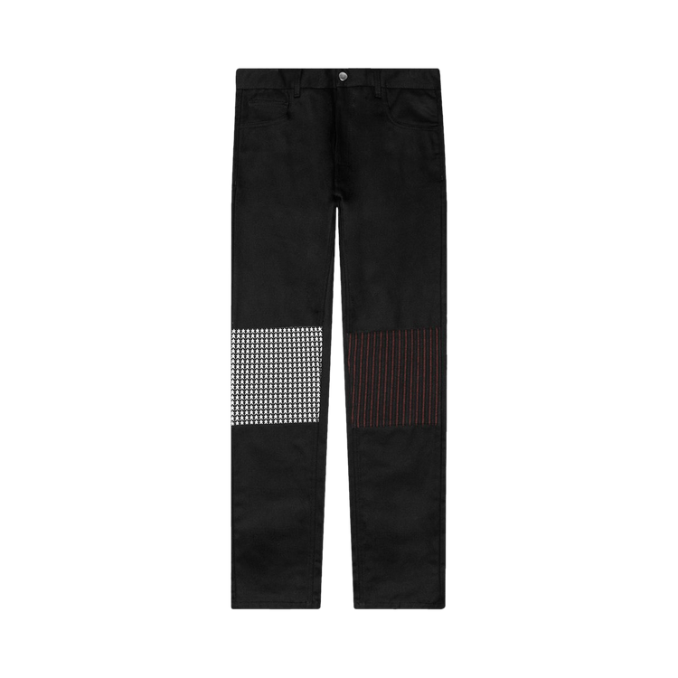 Raf Simons Slim Fit Denim Pants With Jersey Kneepatches "Black"