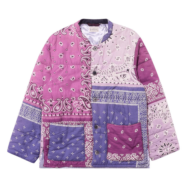 Kapital Gauze Bandana Patchwork Quilt Samu Work Blouson "Light Purple"