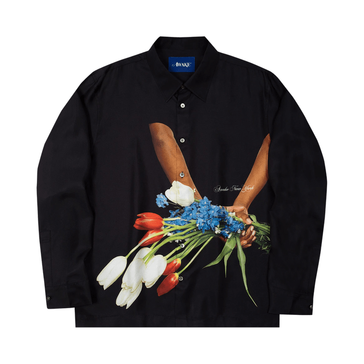 Awake NY Flowers Silk Shirt "Black"