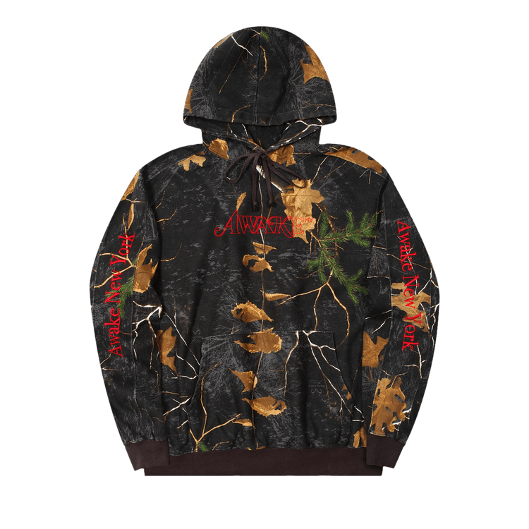 Awake NY Classic Outline Logo Paneled Embroidered Hoodie "Real Tree"