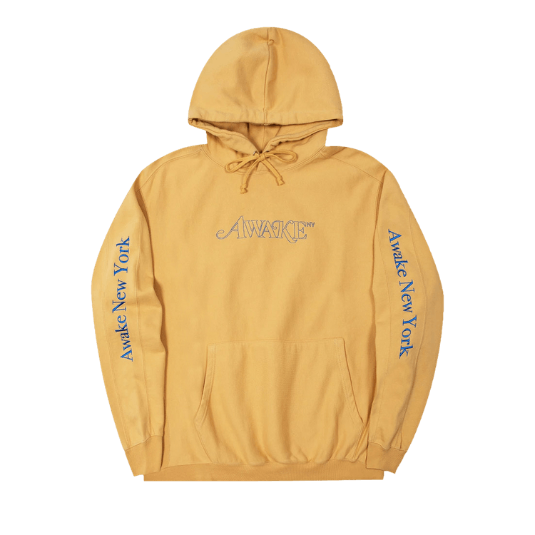 Awake NY Classic Outline Logo Paneled Embroidered Hoodie "Mustard"