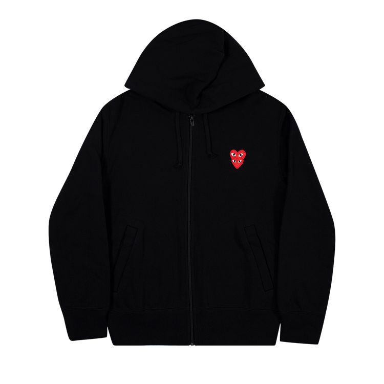 Comme des Garçons PLAY Heart Logo Zip Up Hooded Sweatshirt "Black"
