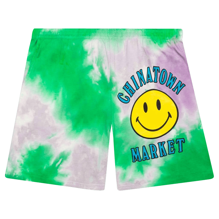 Chinatown Market Smiley Multi Sweatshorts "Tie Dye Purple"