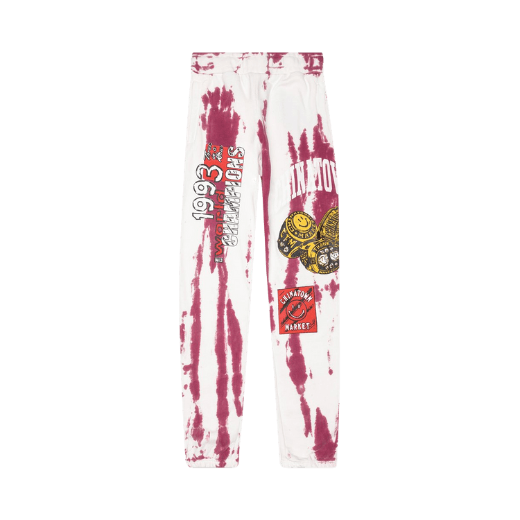 Chinatown Market Smiley Champions 3 Rings Tie Dye Sweatpants "Red"