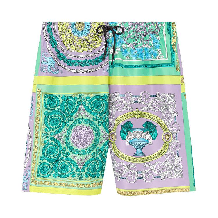 Versace Barocco Mosaic Print Swim Shorts "Lilac/Green Water"