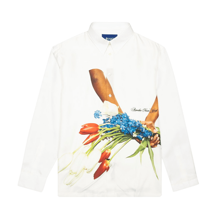 Awake NY Flowers Silk Shirt "White"