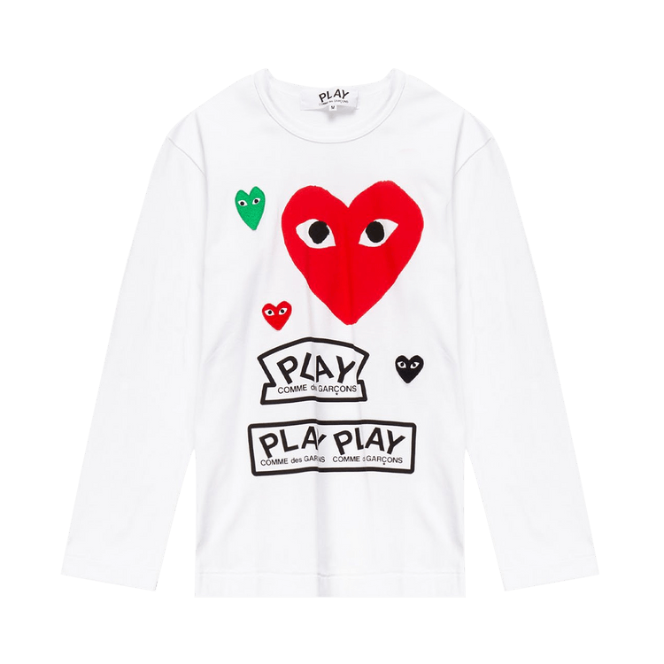 Comme des Garçons PLAY Miscellaneous Logo Long-Sleeve Tee "White/Red"