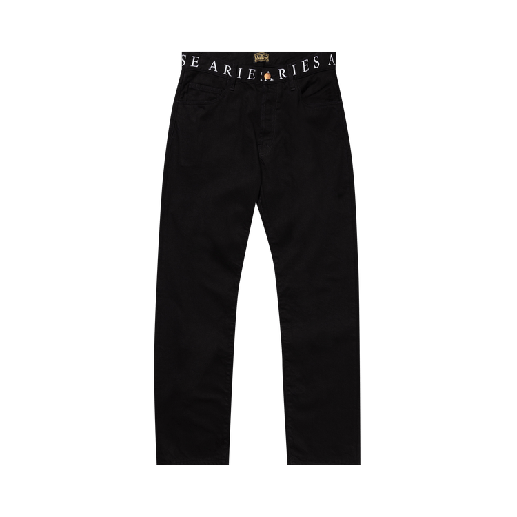 Aries Logo Print Waistband Lilly Jeans "Black"