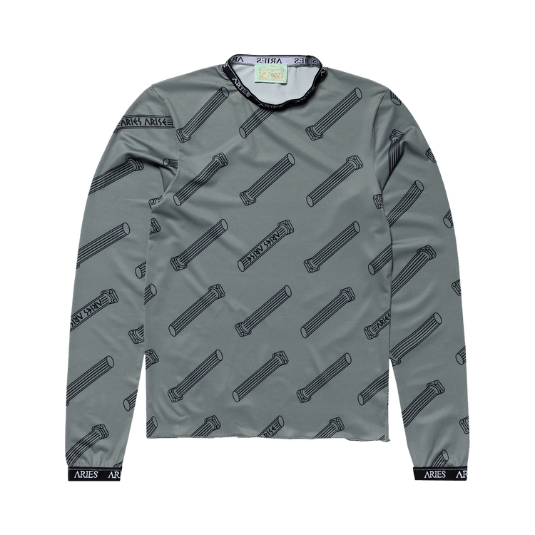 Aries Column Allover Print Long-Sleeve Top "Grey"