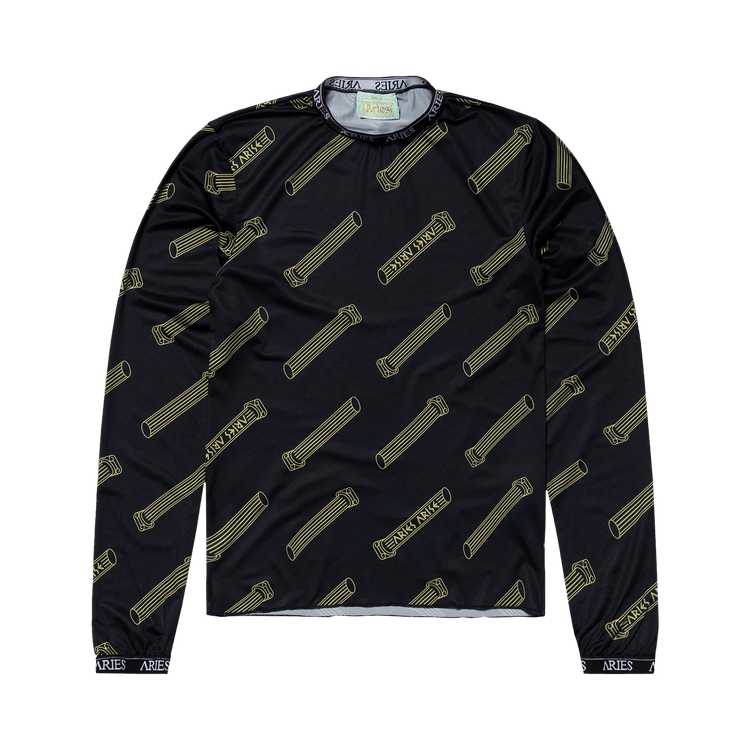 Aries Column Allover Print Long-Sleeve Top "Black"