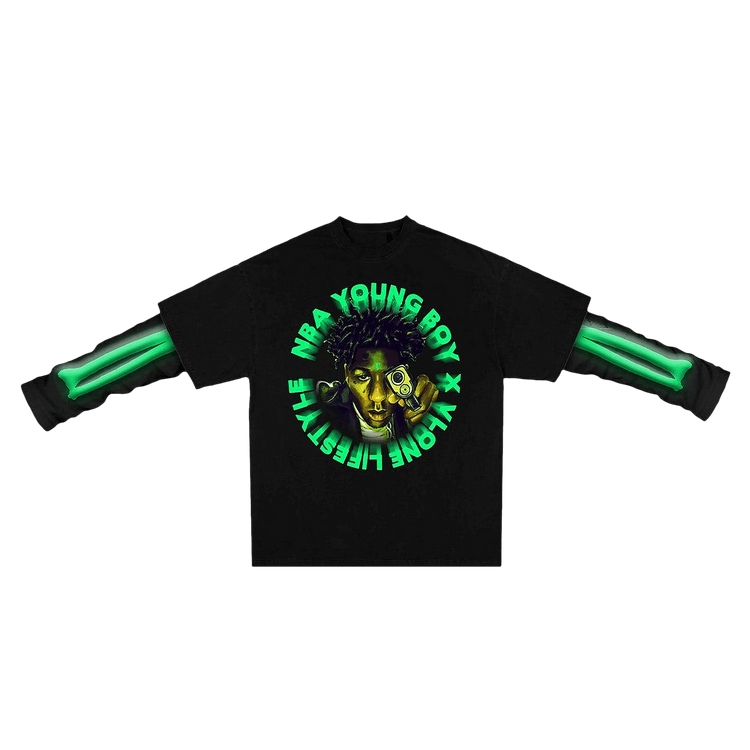 Vlone x NBA YoungBoy Cross Roads Long-Sleeve Tee "Black"