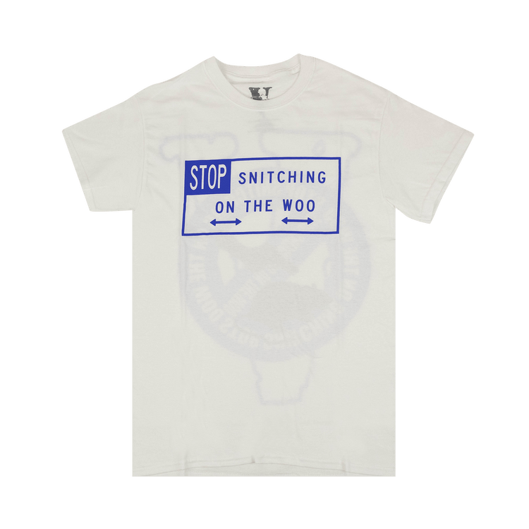 Vlone x Pop Smoke Stop Snitching Short-Sleeve T-Shirt "White/Blue"