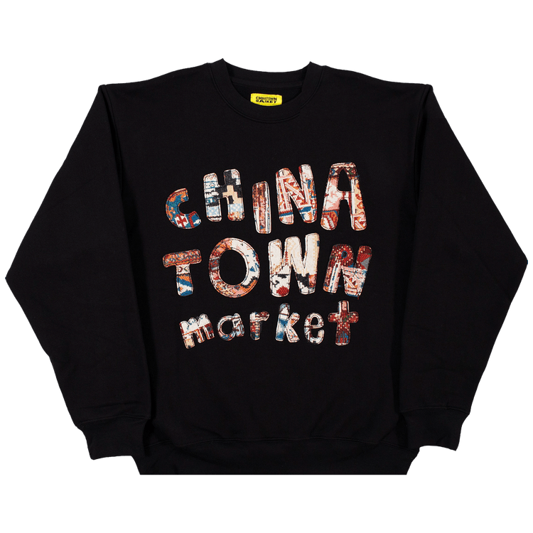 Chinatown Market Patchwork Crewneck "Black"