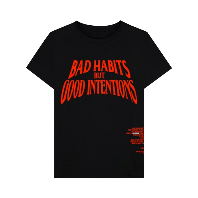 Vlone x Nav Bad Habits Good Intentions Tee "Black"