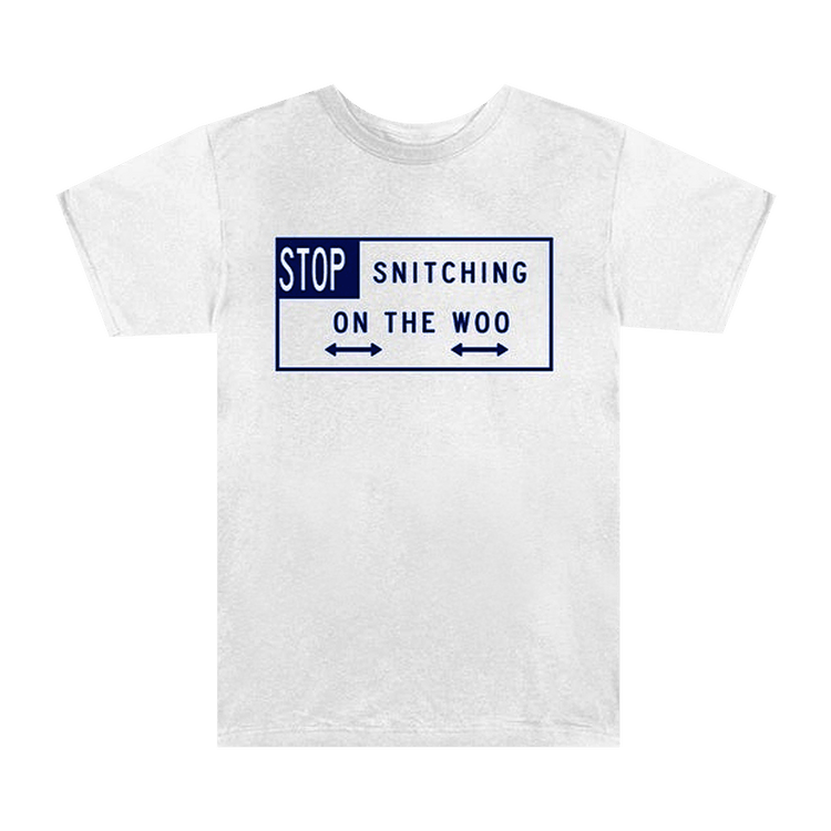 Vlone x Pop Smoke Stop Snitching Tee "White/Blue"