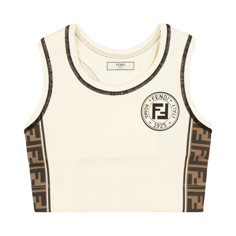 Fendi Halterneck Sports Crop Top "White/Tobacco"