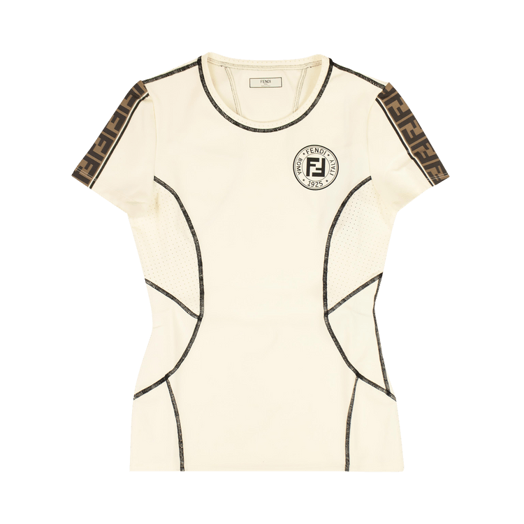 Fendi Contrast Logo Print Sports Top "White"