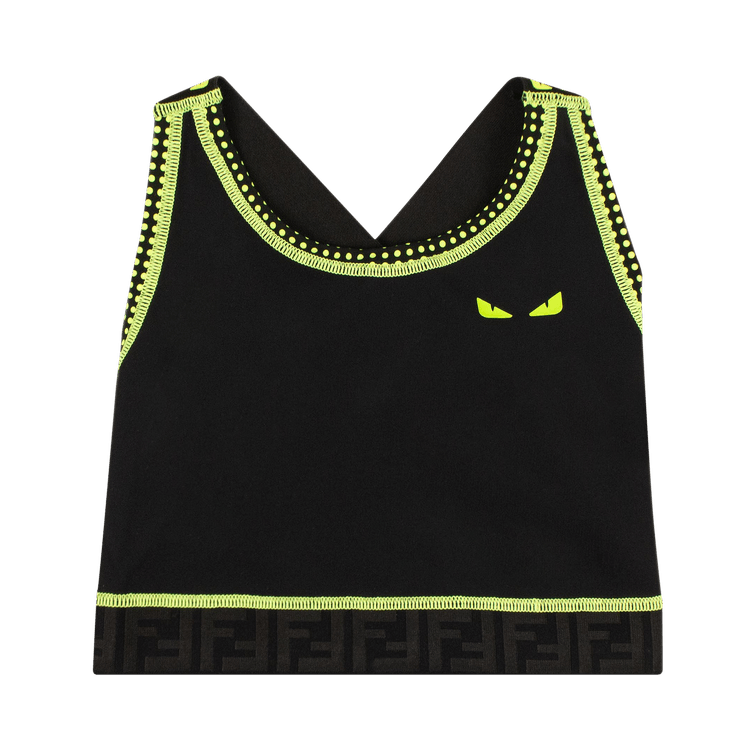 Fendi Wonders Monster Eyes Sports Crop Top "Black/Neon Yellow"