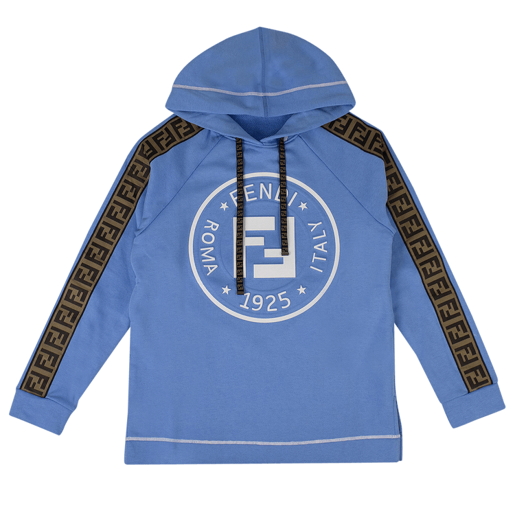Fendi Logo Stripe Hooded Sweatshirt "Blue"