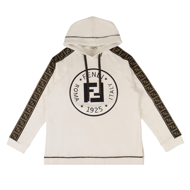 Fendi Logo Stripe Hooded Sweatshirt "White"