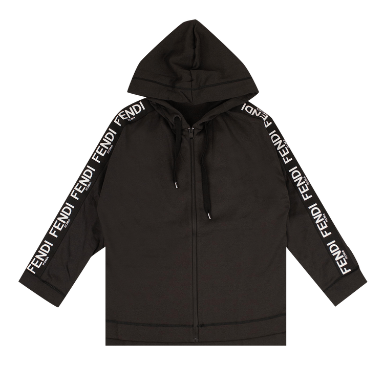 Fendi Logo Stripe Hooded Sweatshirt "Grey"