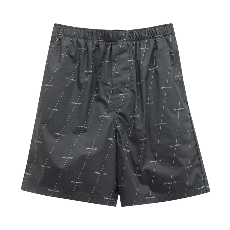 Balenciaga All Over Logo Bermuda Shorts "Black/Grey"