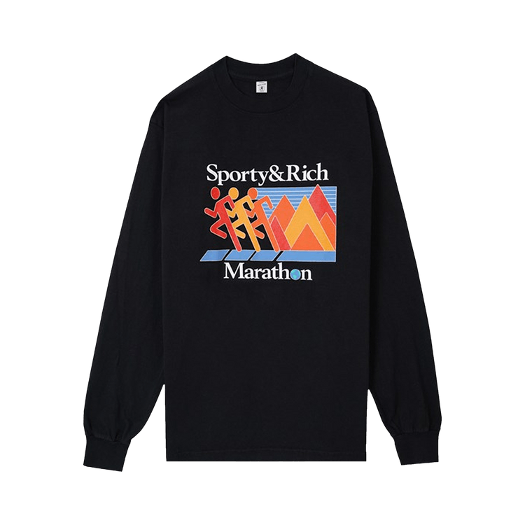 Sporty & Rich Marathon Long-Sleeve T-Shirt "Black"