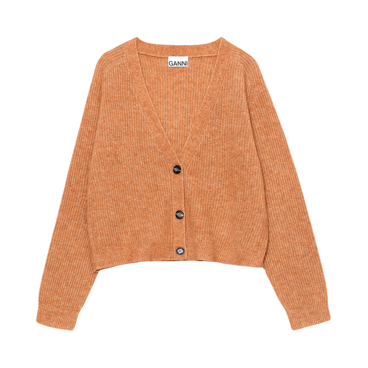 GANNI Soft Wool Knit Cardigan "Tiger Eye"