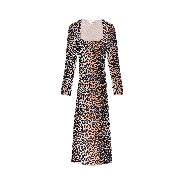 GANNI Printed Mesh Dress "Leopard"