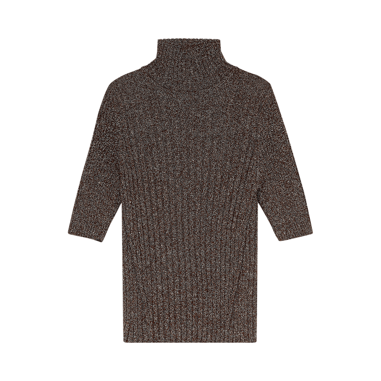 GANNI Glitter Knit Rollneck Sweater "Brown"