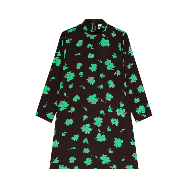 GANNI Printed Crepe Mini Dress "Phantom"
