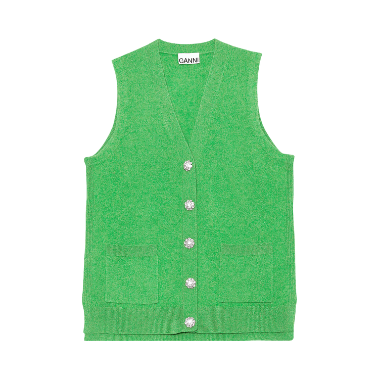 GANNI Cashmere Knit Vest "Green"