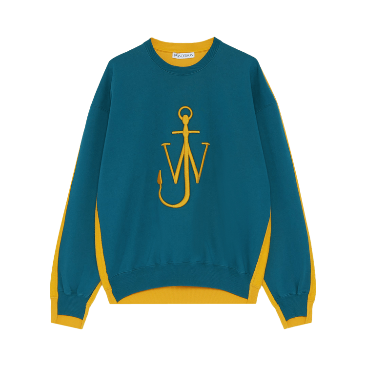 JW Anderson Deconstructed Fleece Back Sweatshirt "Blue/Yellow"